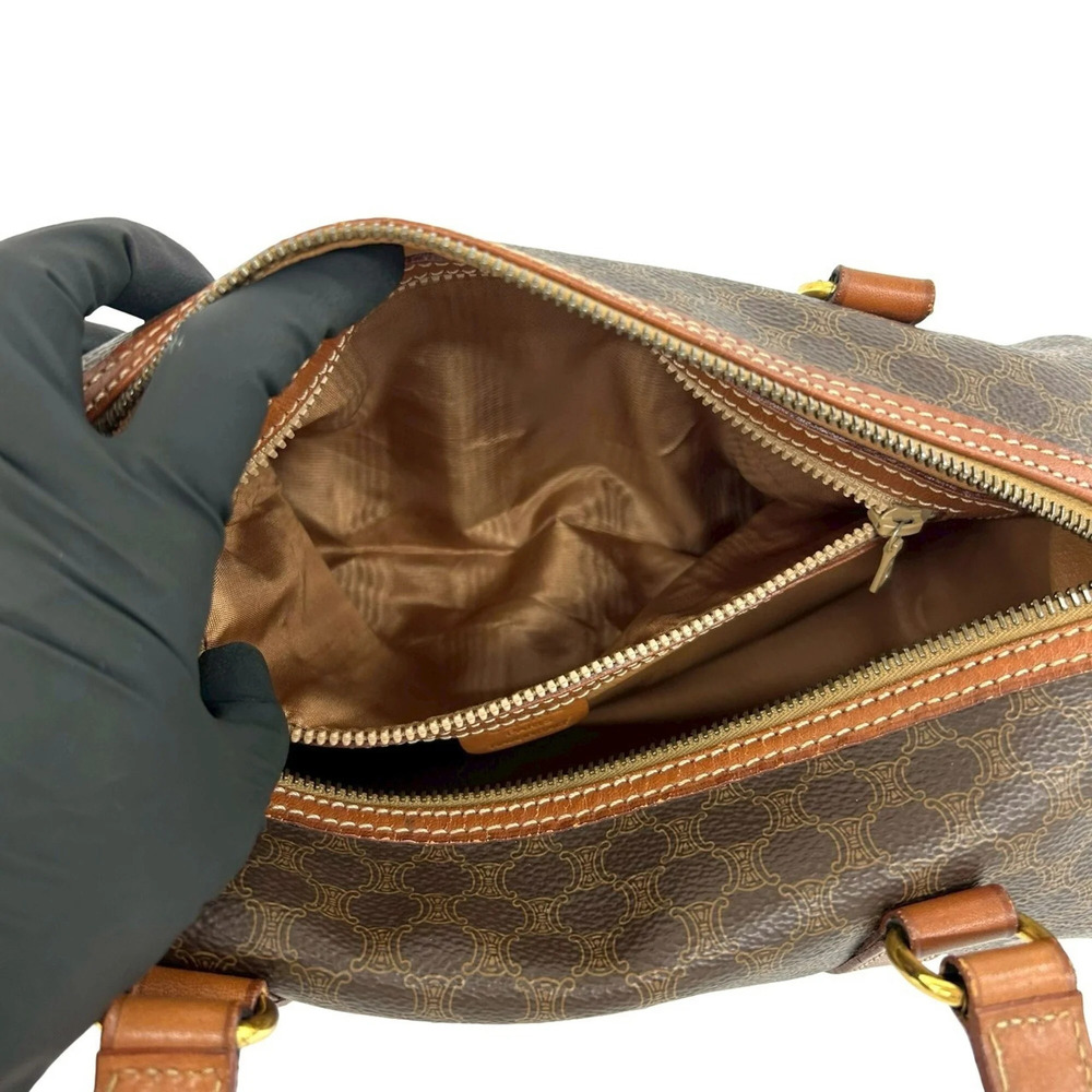 CELINE Vintage Magadham Blazon Triomphe Pattern Leather Handbag Mini Boston B... - Picture 10 of 10